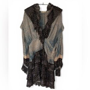 Ulla Johnson Blue Ruffle Silk Mini Dress Boho Size 4